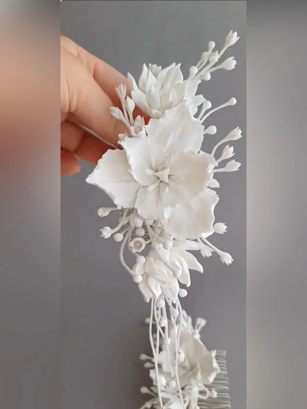 White Bridal Flower tiara, Side Flower Hair Comb, Lily of the valley